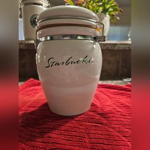 Vintage Starbucks White Ceramic Canister Storage Container
